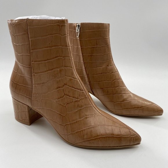 Dolce Vita Women’s Bel Booties Cafe Croc Croco Print Leather Tan sz 9.5 - Picture 4 of 8